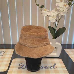 Fashion Nova Tan Faux Fur Bucket Hat